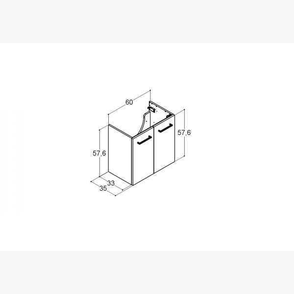 Outlet - Dansani Mido+ 60 underskab m/l&aring;ger - Gr&aring; mat