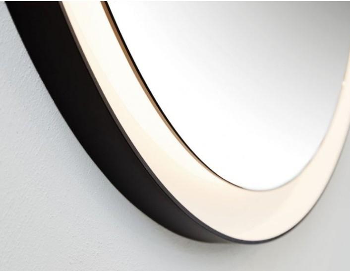 Cass&oslash;e Pisa rundt spejl med LEDlys og sort ramme - &Oslash;80