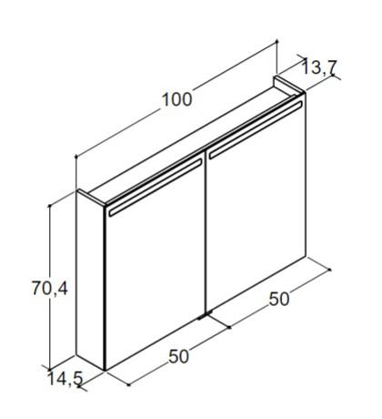 Dansani Mido+ Top spejlskab 100 - Mat lysebl&aring;