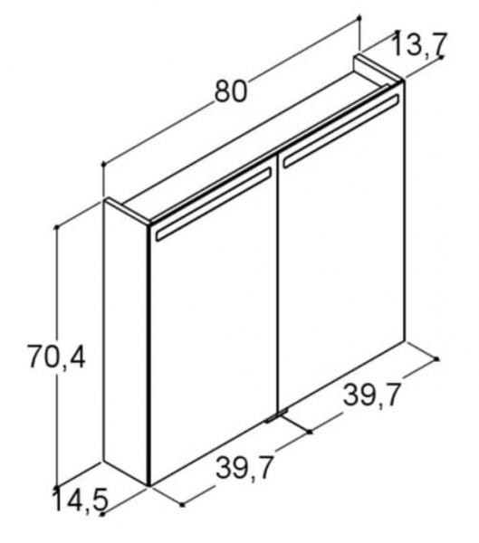 Dansani Mido+ Top spejlskab 80 - Gr&aring; mat