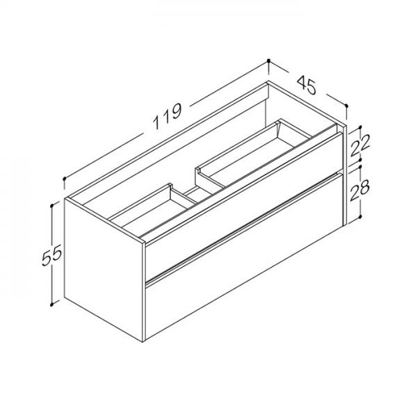 Str&oslash;mberg Lux 120 vaskeskab m/2 skuffer - Olive gr&oslash;n