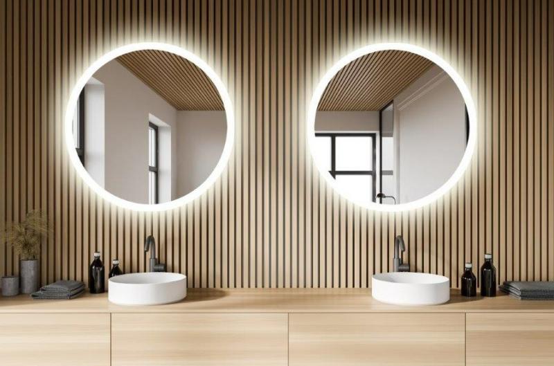 Sandra rundt spejl m/integreret LED lys, backlight og varme - &Oslash;80 cm