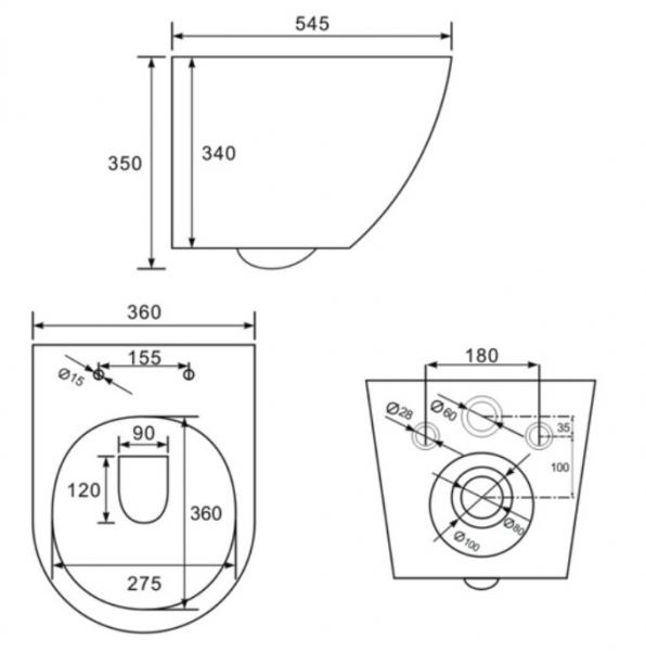 Lavabo Studio RIMless toiletpakke inkl. s&aelig;de m/soft-close, cisterne og kobber betjening