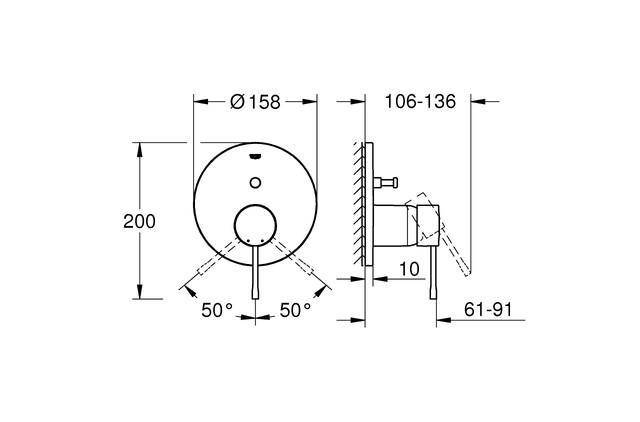 Grohe Essence komplet brusesystem m/Rainshower 310 og SmartActive t/indbygning - B&oslash;rstet hard graphite