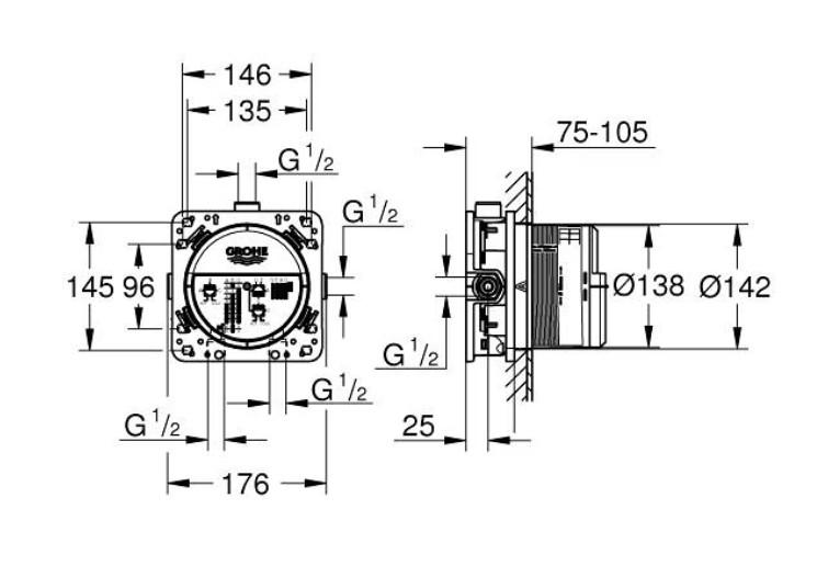 Grohe Essence komplet brusesystem m/Rainshower 310 hovedbrus og SmartActive t/indbygning - Krom