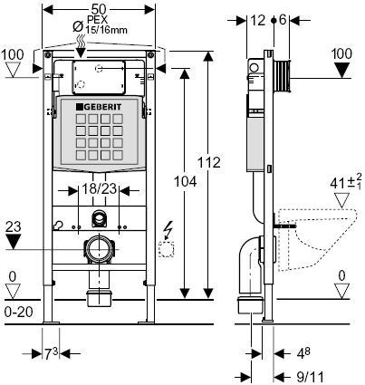 Geberit iCon mat hvid v&aelig;gh&aelig;ngt toilet inkl. s&aelig;de m/SoftClose, h&oslash;j cisterne og betjening i hvid
