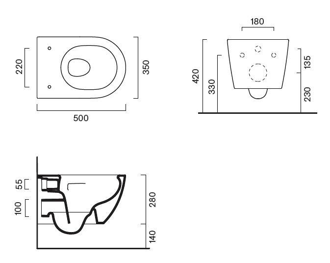 Catalano Sfera 50 v&aelig;gh&aelig;ngt toilet inkl s&aelig;de m/SoftClose, cisterne og betjening i hvid