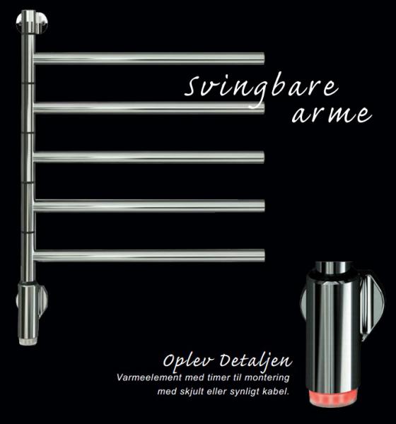 Kriss Flex 1 H&aring;ndkl&aelig;det&oslash;rrer m/4 arme - 55x51 cm - Krom