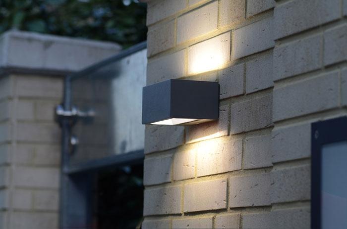 Lutec Architectural Gemini udend&oslash;rslampe 14 x 6,5 cm - M&oslash;rk gr&aring;
