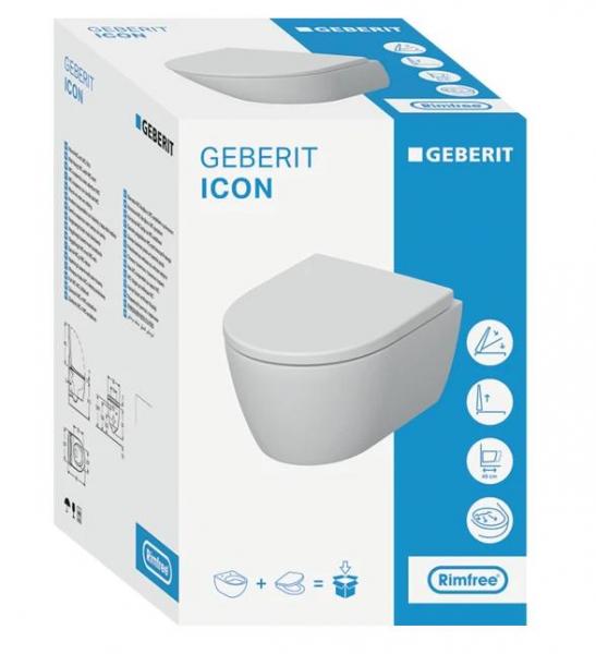 Geberit iCon kompakt v&aelig;gh&aelig;ngt toilet inkl. s&aelig;de - Mat hvid