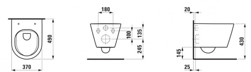 Kartell by Laufen RIMless kompakt v&aelig;gh&aelig;ngt toilet - Mat sort