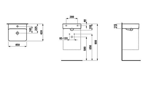 Laufen Base m&oslash;bels&aelig;t 45 m/Val h&aring;ndvask - Mathvid
