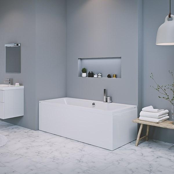 Str&oslash;mberg Quantum badekar t/indbygning - 170 x 75 - 2 rygl&aelig;n