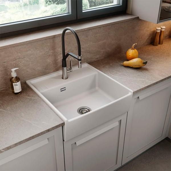 Lavabo Kentro 60 k&oslash;kkenvask i porcel&aelig;n - Hvid/krom