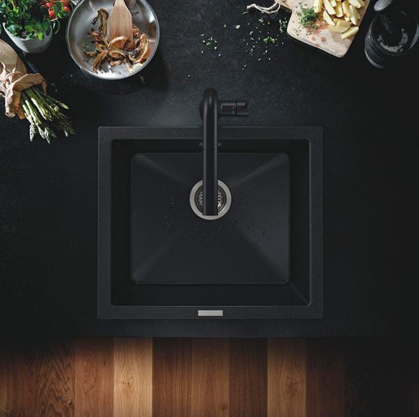 Grohe K700U k&oslash;kkenvask i komposit u/bagkant 60-C - Sort