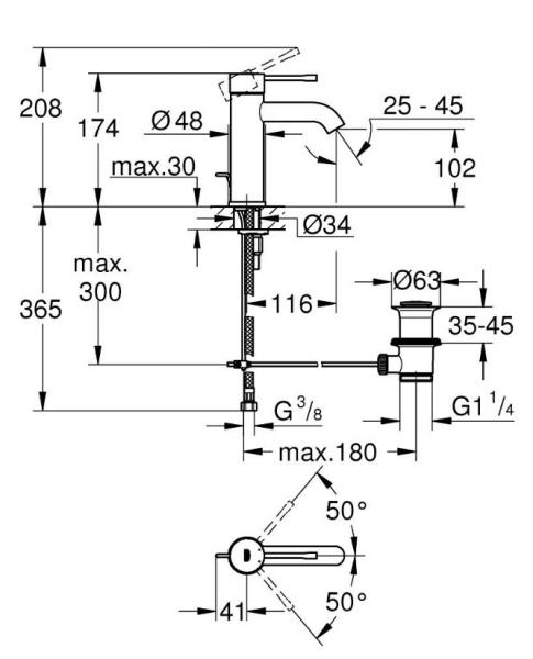 Grohe Essence & Bau h&aring;ndvaskpakke - B&oslash;rstet Cool Sunrise