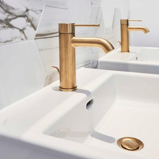 Grohe Essence New h&aring;ndvaskarmatur m/bundventil - B&oslash;rstet cool sunrise