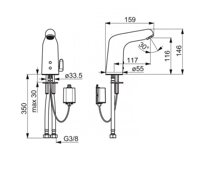 Oras Medipro ber&oslash;ringsfri vandhane m/bluetooth - Batteri