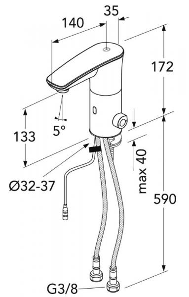 Gustavsberg Sensoric ber&oslash;ringsfri vandhane m/batteri - Mat sort