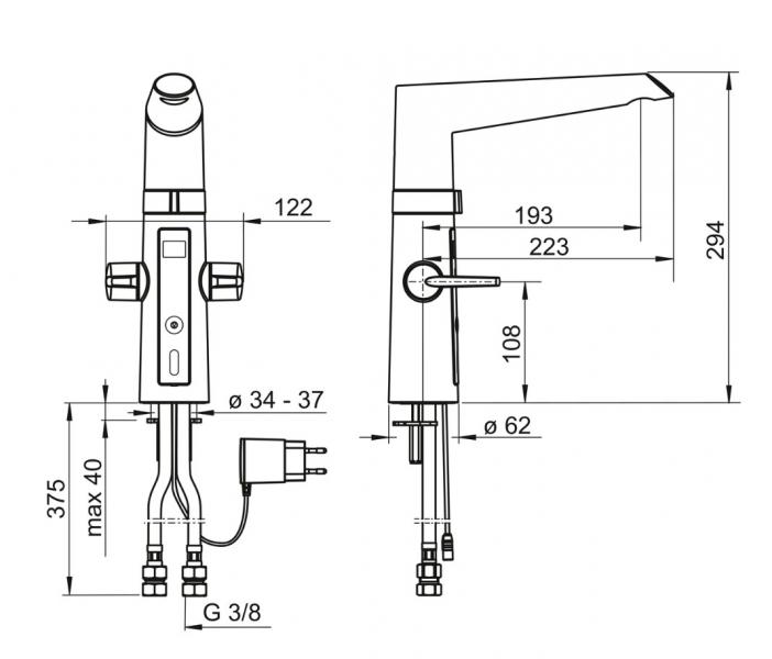 Oras Optima ber&oslash;ringsfri k&oslash;kkenarmatur 230/5 v