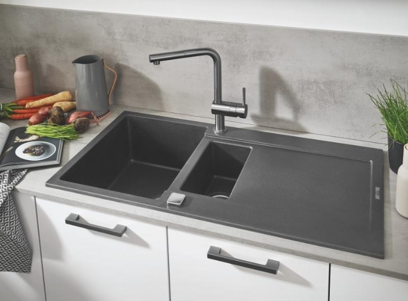 Grohe Minta k&oslash;kkenarmatur m/udtr&aelig;k og L-tud - Krom