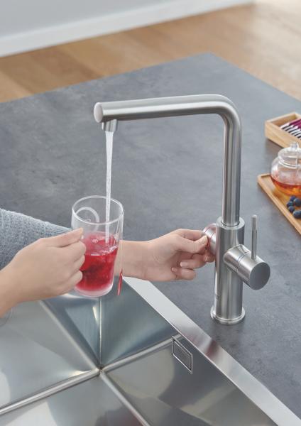Grohe Red II Duo k&oslash;kkenbatteri m/3L vandvarmer og L-tud - Krom