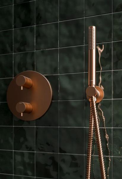 Damixa Silhouet komplet brusesystem til indbygning - B&oslash;rstet kobber