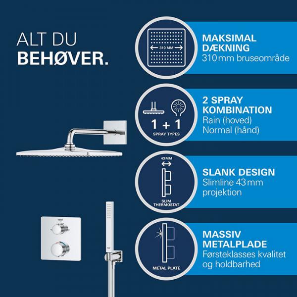 Grohe Precision Cube 310 komplet brusesystem til indbygning - Krom