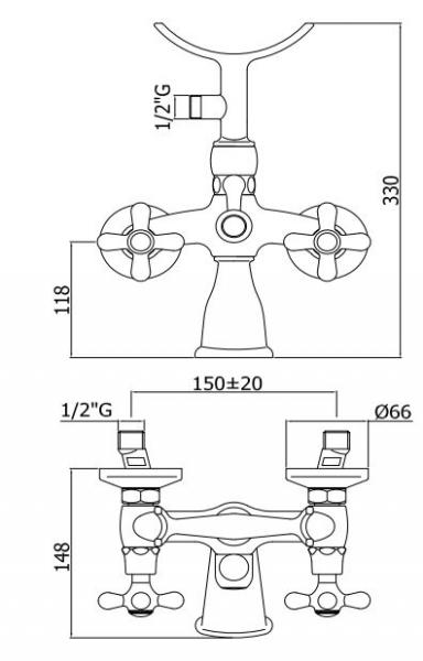 Lavabo Retro badekararmatur m/h&aring;ndbruser - Messing natur