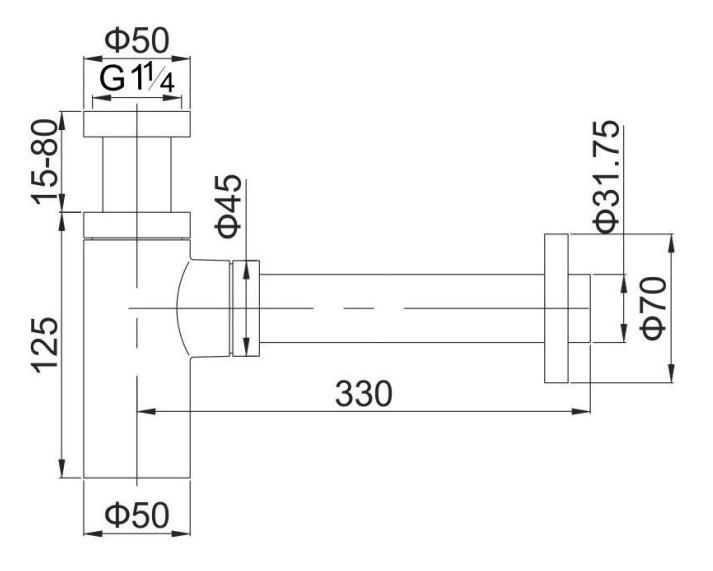 Lavabo Luna 1-1/4" vandl&aring;s t/v&aelig;gmontering - Messing natur