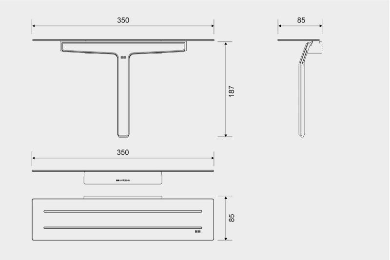 Unidrain ReFrame s&aelig;behylde med bruseskraber - Sort