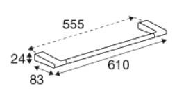 Pressalit Style h&aring;ndkl&aelig;destang 610 mm - B&oslash;rstet st&aring;l
