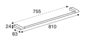 Pressalit Style h&aring;ndkl&aelig;destang 810 mm - Krom
