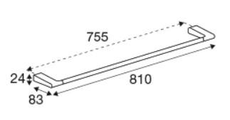 Pressalit Style h&aring;ndkl&aelig;destang 810 mm - Mat sort