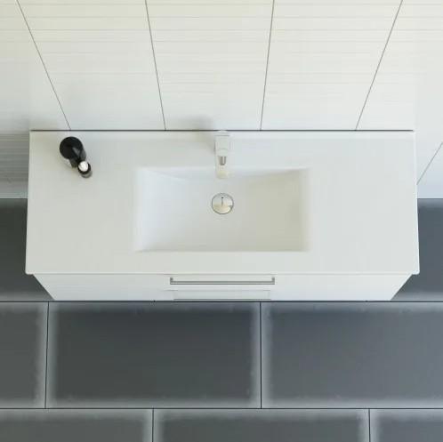 Dansani Mido+ 120 m&oslash;belpakke m/Amber vask og 2 skuffer - Mat hvid