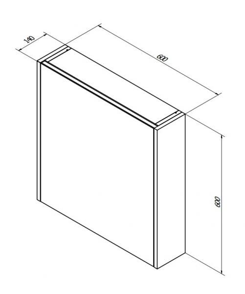 Sanibell Online 60 spejlskab - Gr&aring;