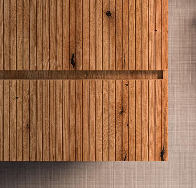 Sanibell Proline 60 m&oslash;bels&aelig;t m/lameller og 2 skuffer - Uden hanehul - Urban eg