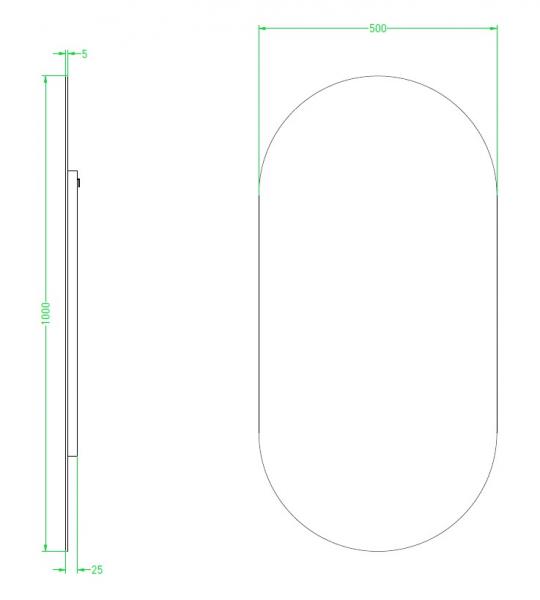 Sanibell Ink SP26 ovalt spejl m/ramme 50 x 100 cm