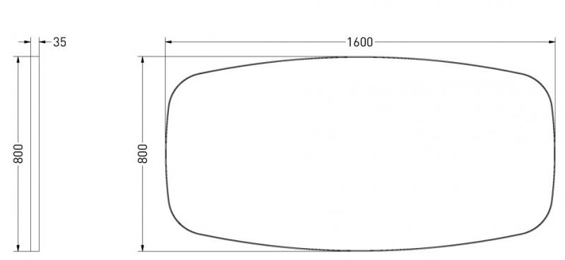 Sanibell Ink SP29 superellipse spejl m/ramme 160 x 80 cm - B&oslash;rstet gunmetal
