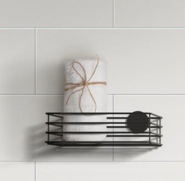 Beslagsboden selvkl&aelig;bende brusekurv - Mat sort