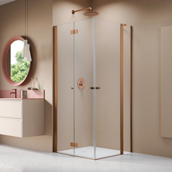 Str&oslash;mberg Noma 110 bruseniche m/folded&oslash;re - 80x80 cm - Klar glas/b&oslash;rstet kobber