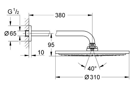 Grohe Atrio Rainshower 310 komplet brusesystem til indbygning - B&oslash;rstet Hard Graphite