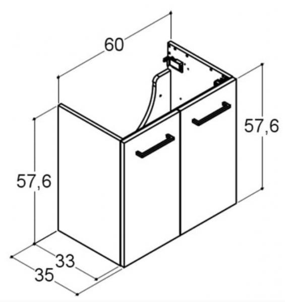 Dansani Mido+ 60 m&oslash;bels&aelig;t m/Capella h&aring;ndvask og Button greb - Sort struktur