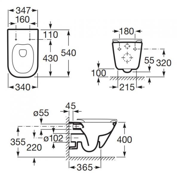Laufen Roca Gap RIMless toiletpakke inkl. s&aelig;de m/softclose, cisterne og mat sort betjening