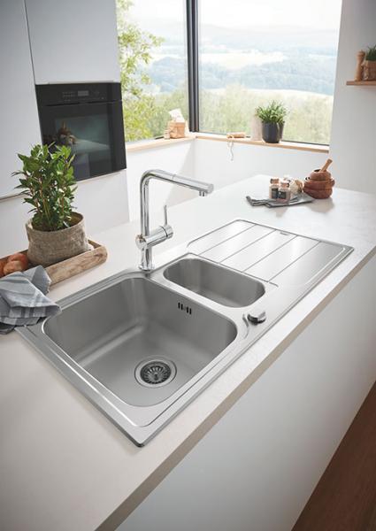 Grohe Minta k&oslash;kkenarmatur m/udtr&aelig;k og L-tud - Krom