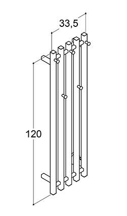 Dansani Luna Kvika h&aring;ndkl&aelig;det&oslash;rrer m/timer - 33x120 cm - Rustfri st&aring;l