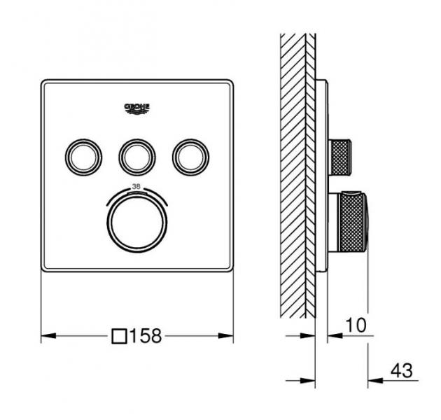 Grohe Cube SmartControl 310 komplet brusesystem m/SmartActive brus til indbygning - B&oslash;rstet Cool Sunrise