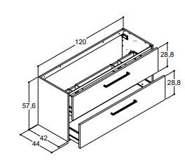 Outlet - Dansani Mido+ 120 m&oslash;bels&aelig;t m/Amber dobbelt h&aring;ndvask - Varm eg