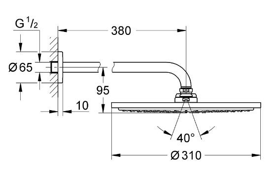 Grohe SmartControl komplet brusesystem m/Rainshower 310 hovedbruser t/indbygning - Poleret Cool Sunrise
