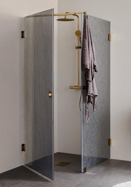 Hafa Infinity bruseniche m/fast v&aelig;g - Lace glas - Messing - 90x90 cm